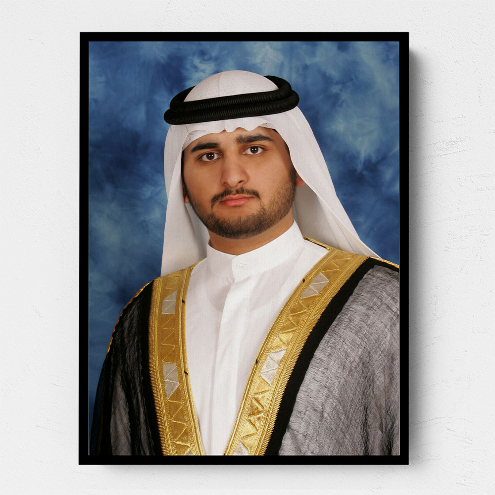 Portrait of Sheikh Maktoum bin Mohammed – Framed Canvas